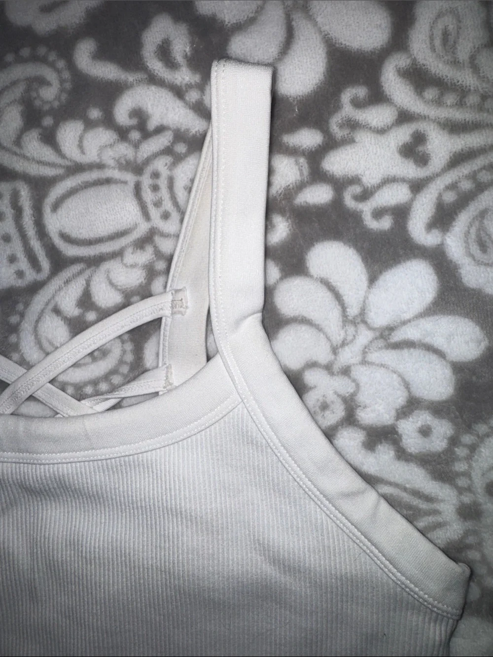 White Strappy Back Ribbed Bralette Sports Bra Tank